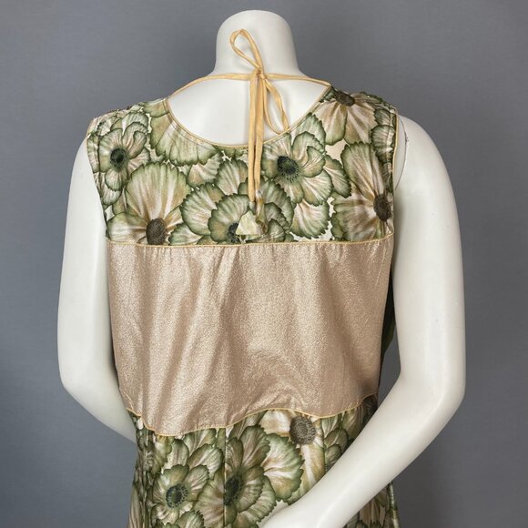 Indian Dress Rhinestones Floral Size XL Green Ruched Top Maxi Floral Embellished - Picture 5 of 14